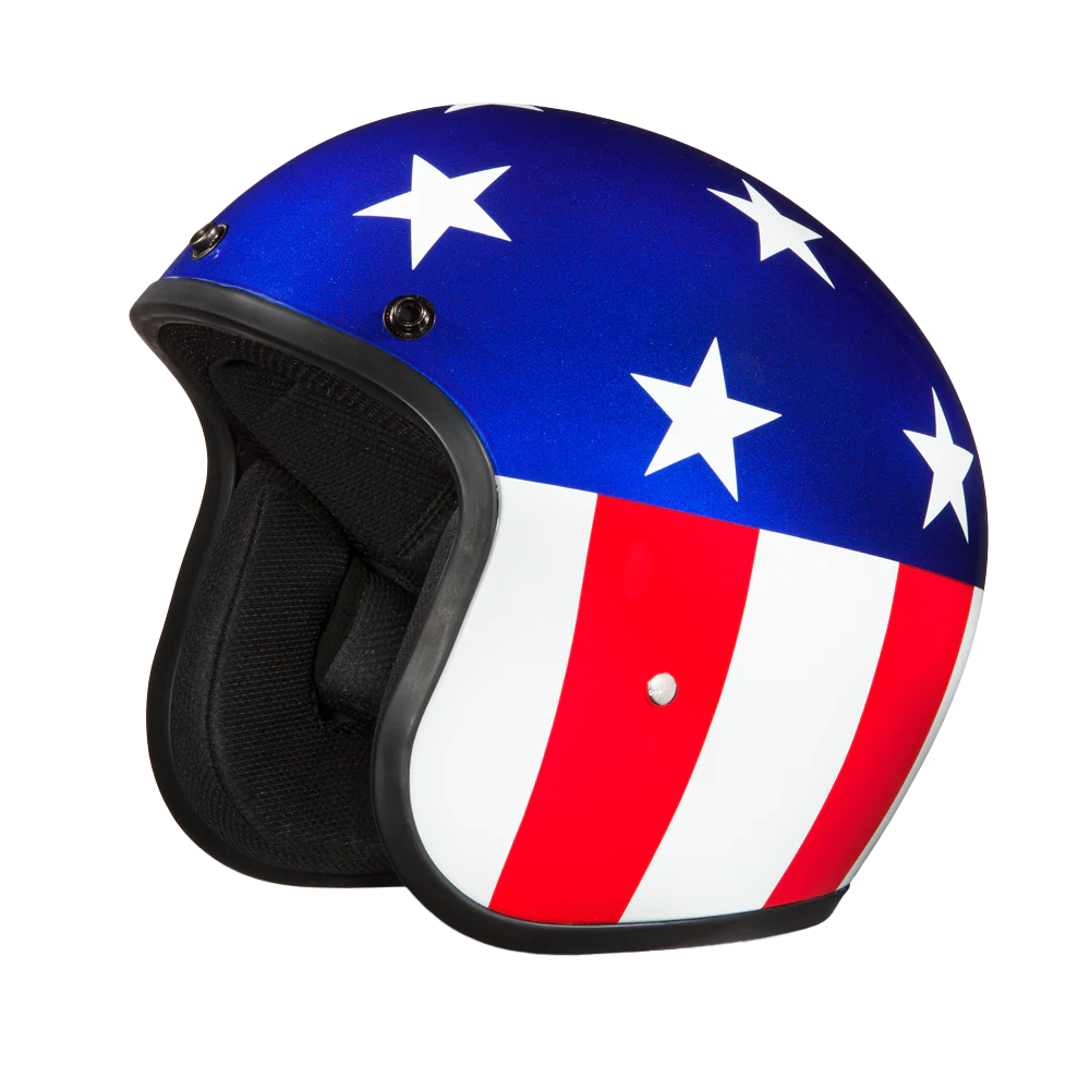 DOT Approved Daytona Cruiser Open Face Motorcycle Helmet - Men, Women & Youth - With Visor & Graphics - W/ Captain America - Image 6