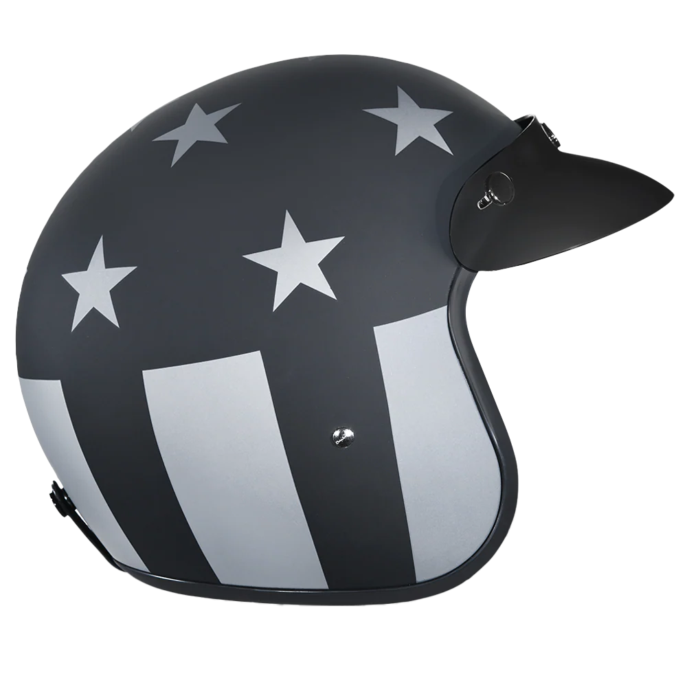 DOT Approved Daytona Cruiser Open Face Motorcycle Helmet - Men, Women & Youth - With Visor & Graphics - W/ Captain America Stealth - Image 3