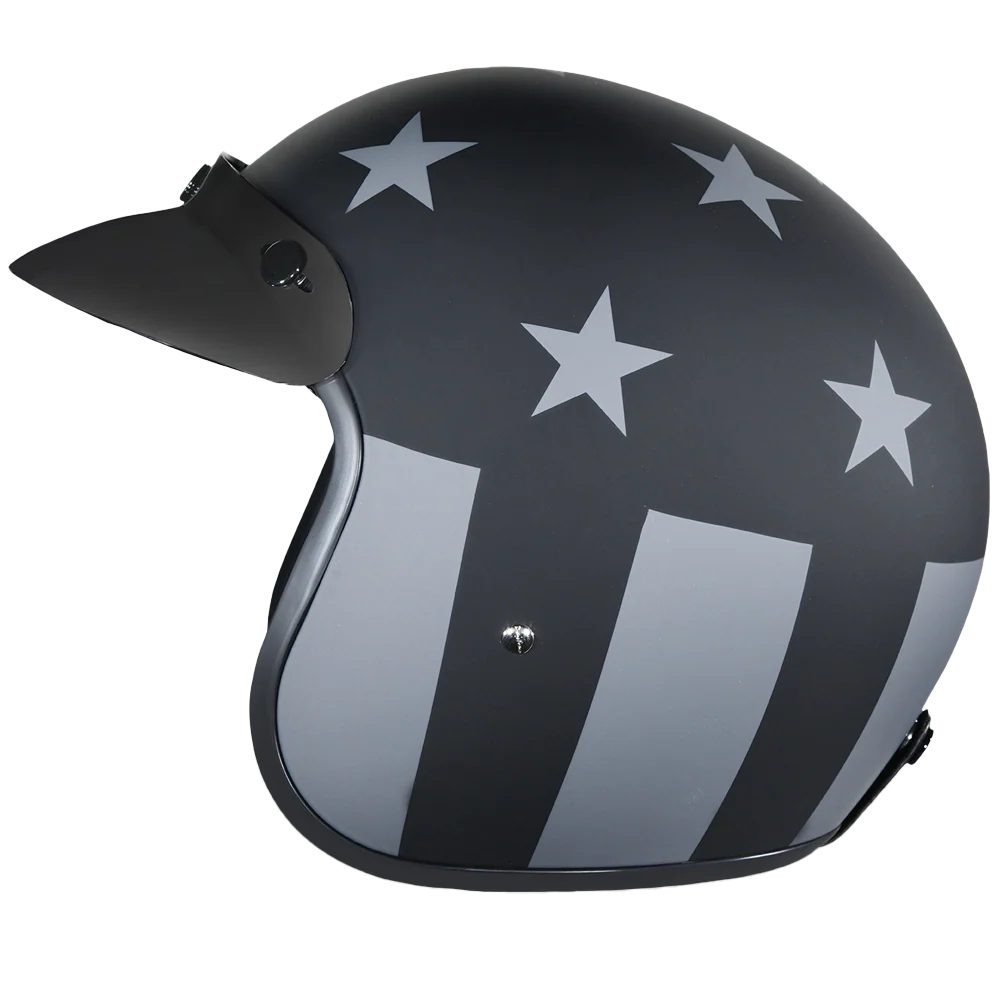 DOT Approved Daytona Cruiser Open Face Motorcycle Helmet - Men, Women & Youth - With Visor & Graphics - W/ Captain America Stealth - Image 5
