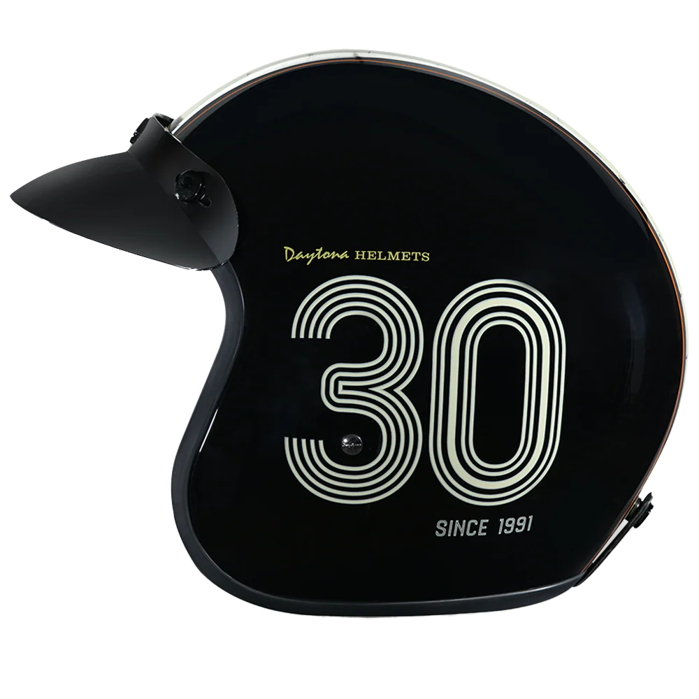 DOT Approved Daytona Cruiser Open Face Motorcycle Helmet - Men, Women & Youth - With Visor & Graphics - W/ Daytona 30th - Image 6