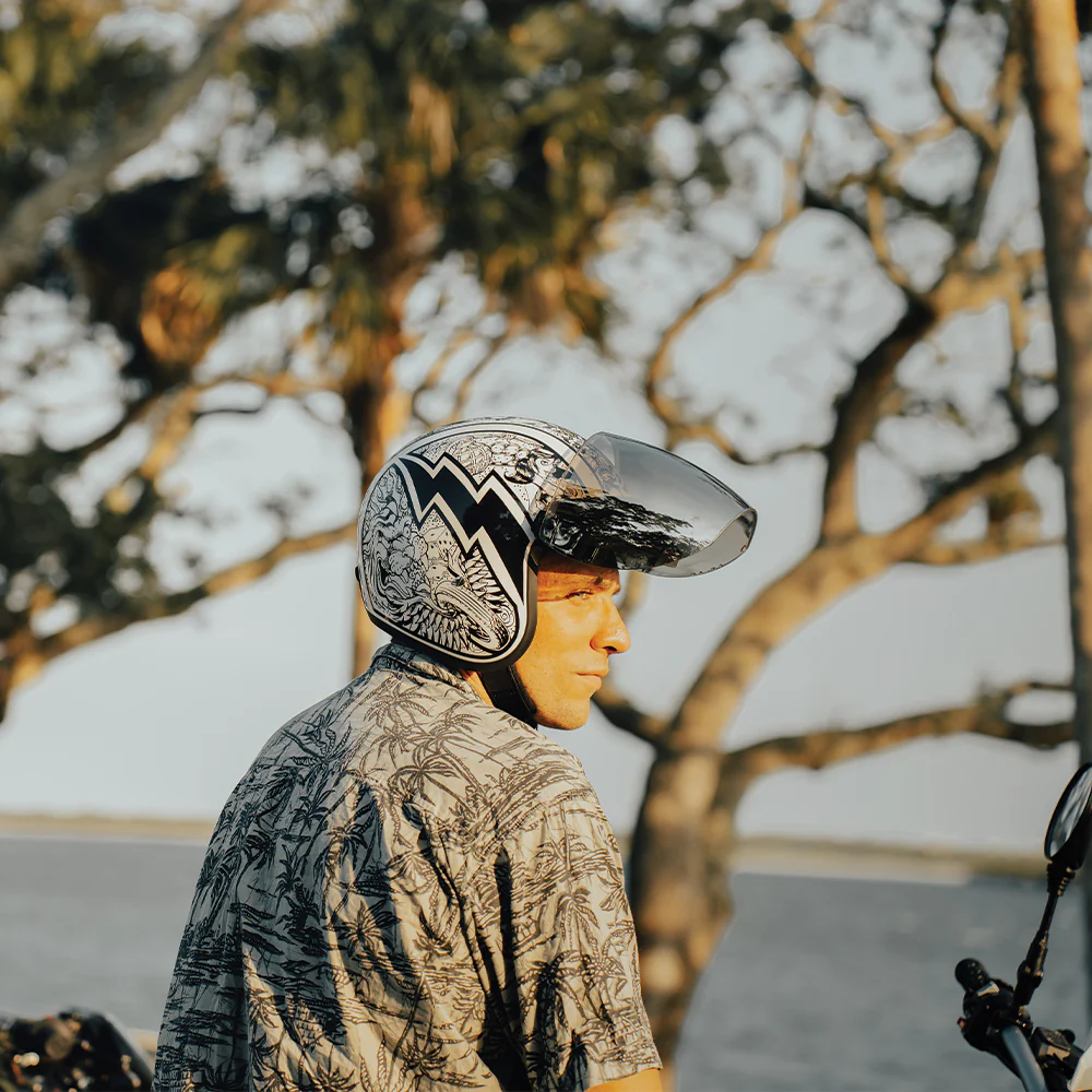 DOT Approved Daytona Cruiser Open Face Motorcycle Helmet - Men, Women & Youth - With Visor & Graphics - W/ Graffiti - Image 10