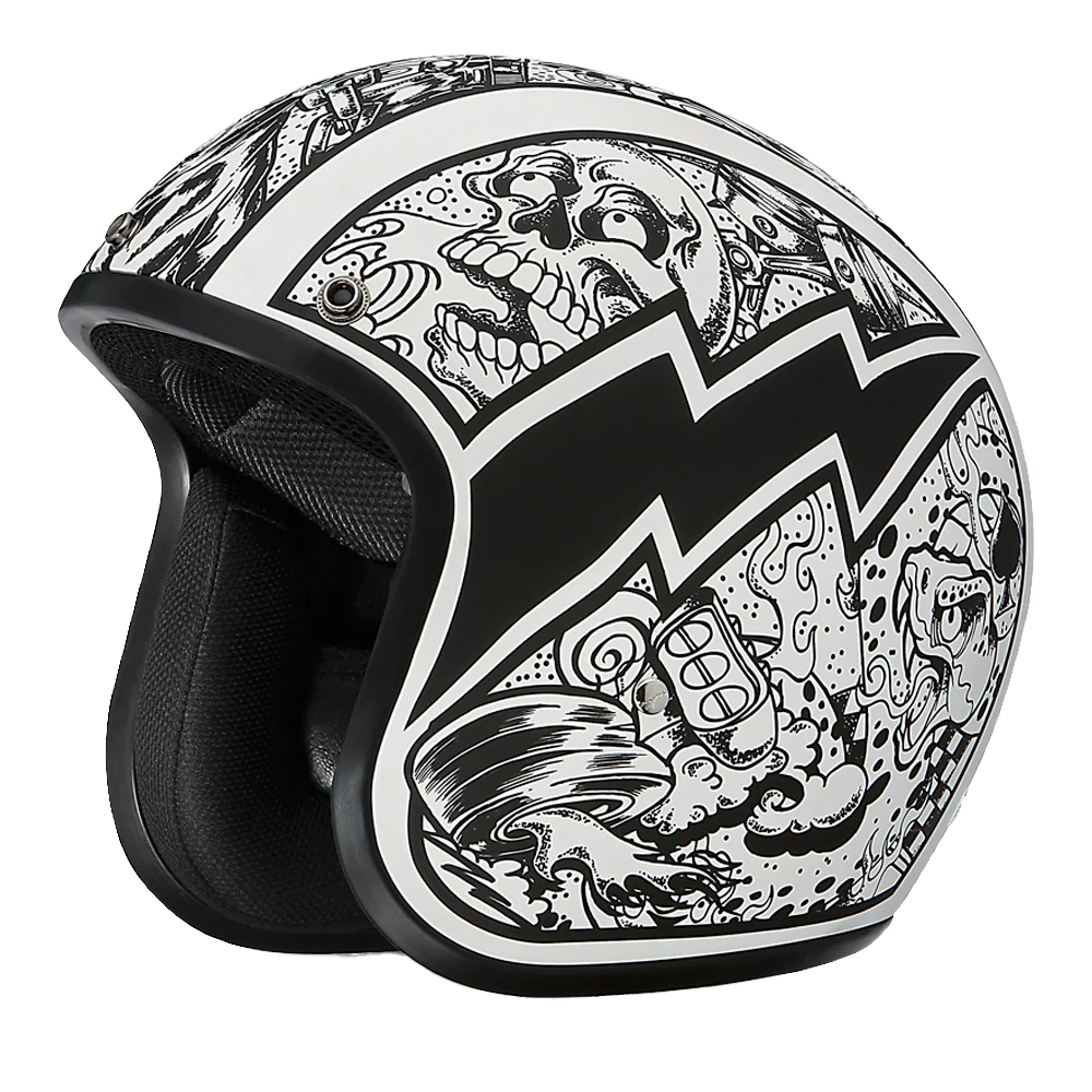 DOT Approved Daytona Cruiser Open Face Motorcycle Helmet - Men, Women & Youth - With Visor & Graphics - W/ Graffiti - Image 6