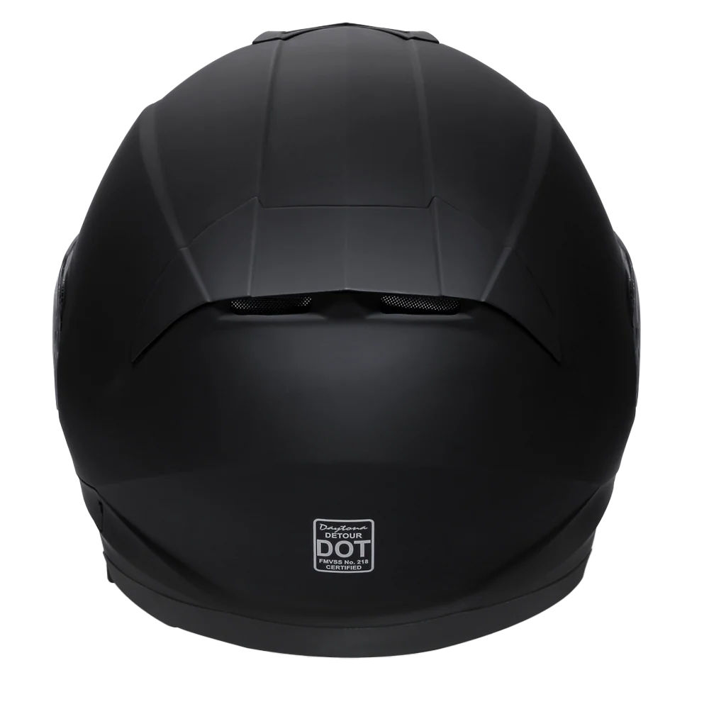 Daytona Detour Full Face Motorcycle Helmet - DOT Certified, Dual Visor, Street Bike Helmet, Men/Women/Youth - Dull Black - Image 3
