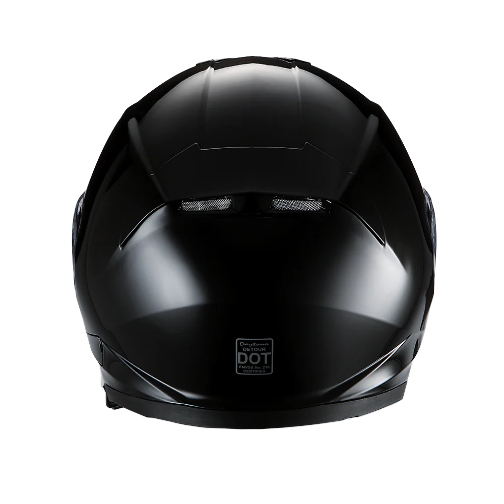 Daytona Detour Full Face Motorcycle Helmet - DOT Certified, Dual Visor, Street Bike Helmet, Men/Women/Youth - Hi-Gloss Black - Image 3
