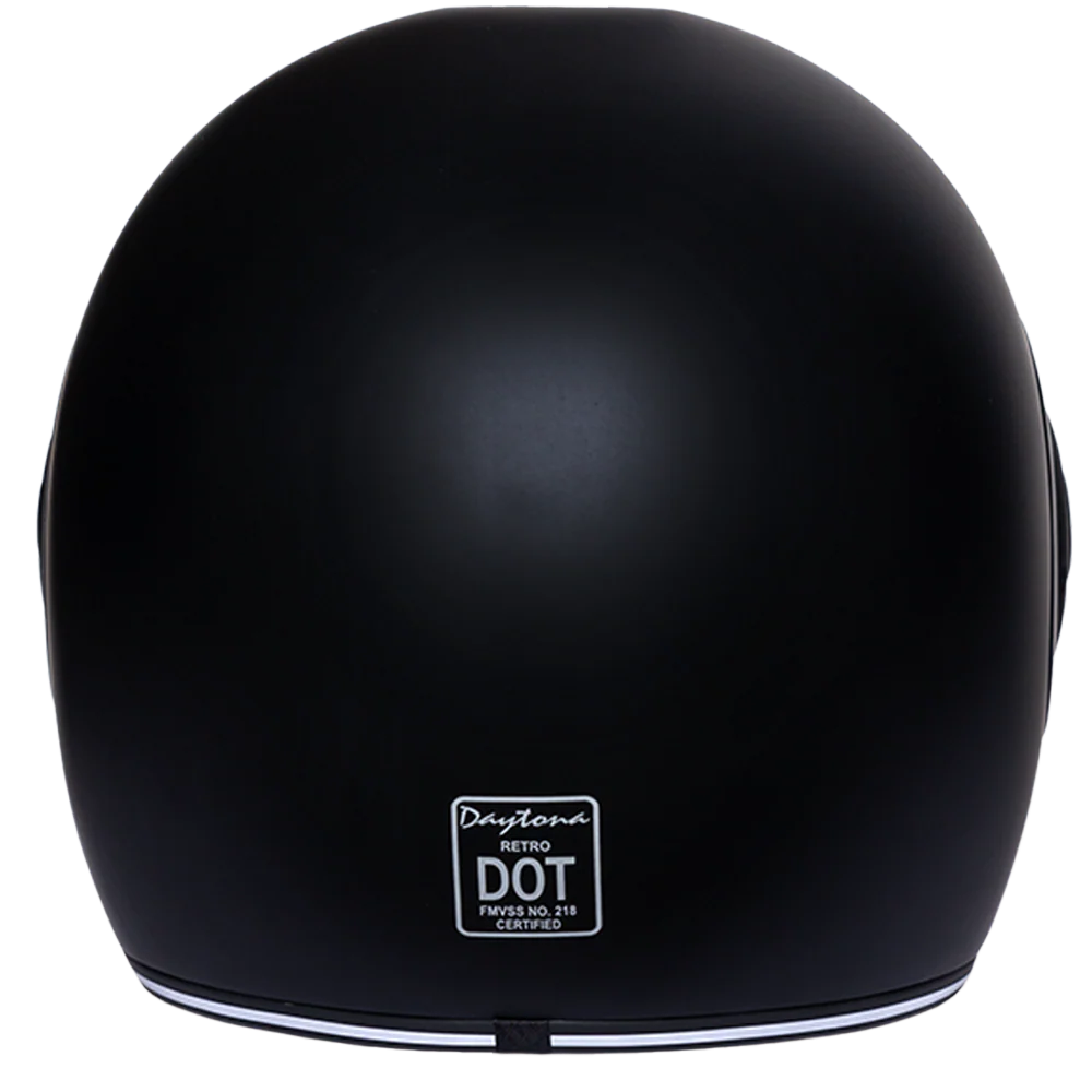 DOT Daytona Retro Full Face Motorcycle Helmet: Vintage Style for Men, Women, & Youth - Dull Black W/ Dull Black Accents - Image 3