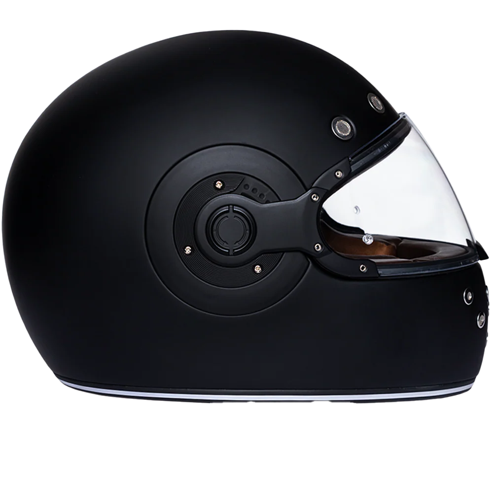 DOT Daytona Retro Full Face Motorcycle Helmet: Vintage Style for Men, Women, & Youth - Dull Black W/ Dull Black Accents - Image 4