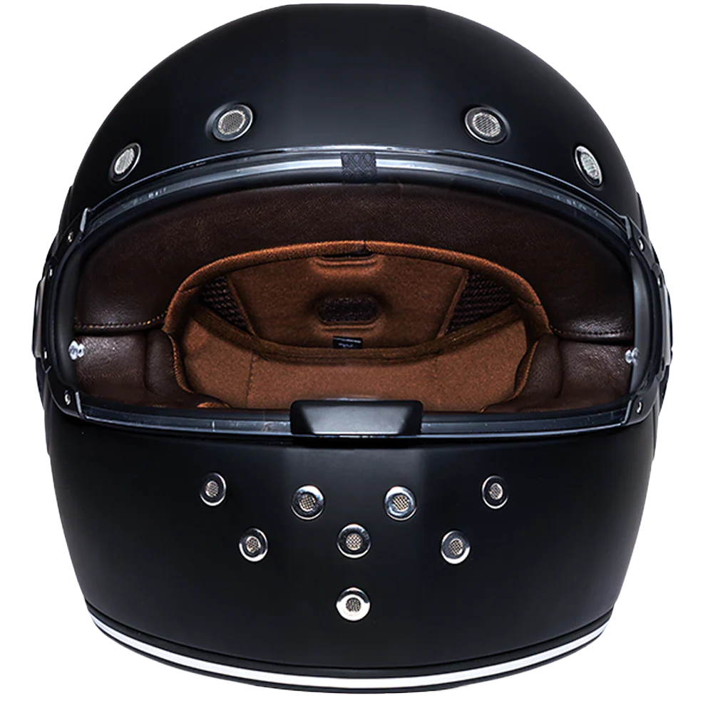 DOT Daytona Retro Full Face Motorcycle Helmet: Vintage Style for Men, Women, & Youth - Dull Black W/ Dull Black Accents - Image 5