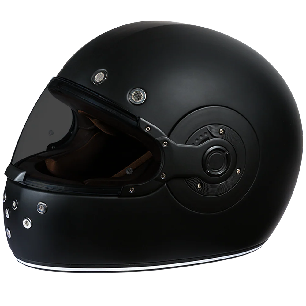 DOT Daytona Retro Full Face Motorcycle Helmet: Vintage Style for Men, Women, & Youth - Dull Black W/ Dull Black Accents - Image 7