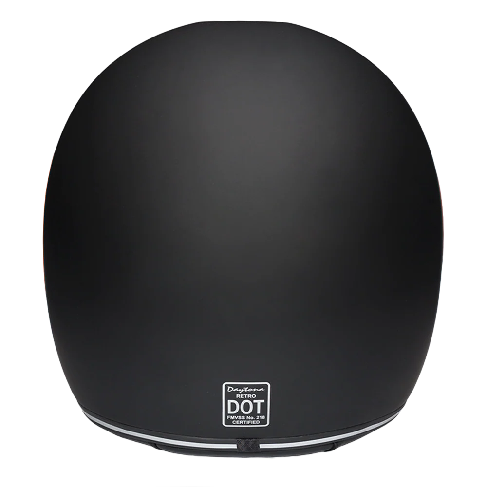 DOT Daytona Retro Full Face Motorcycle Helmet: Vintage Style for Men, Women, & Youth - Dull Black W/ Orange Accents - Image 3