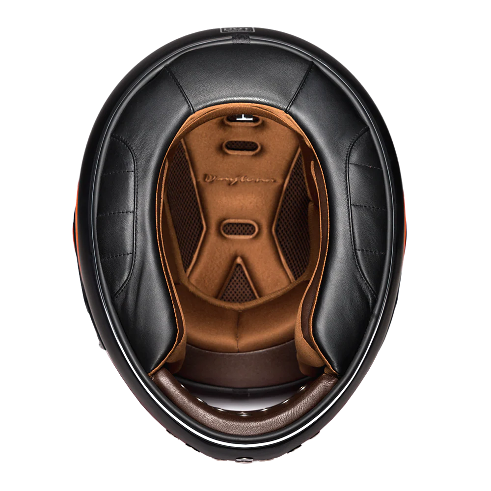 DOT Daytona Retro Full Face Motorcycle Helmet: Vintage Style for Men, Women, & Youth - Dull Black W/ Orange Accents - Image 6