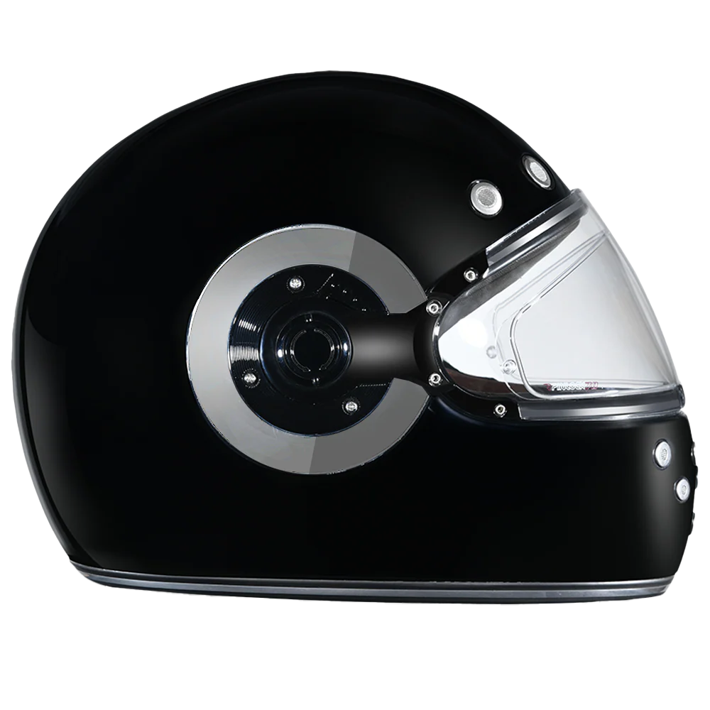 DOT Daytona Retro Full Face Motorcycle Helmet: Vintage Style for Men, Women, & Youth - Hi-Gloss Black w/ Chrome Accents - Image 4