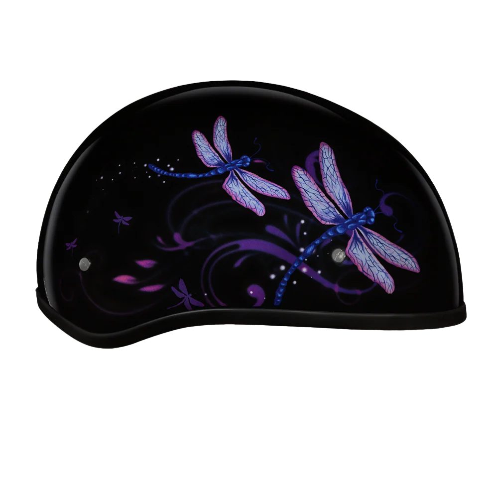 DOT Approved Daytona Motorcycle Half Face Helmet - Skull Cap Graphics for Men & Women, Scooters, ATVs, UTVs & Choppers - W/ Dragonfly - Image 4